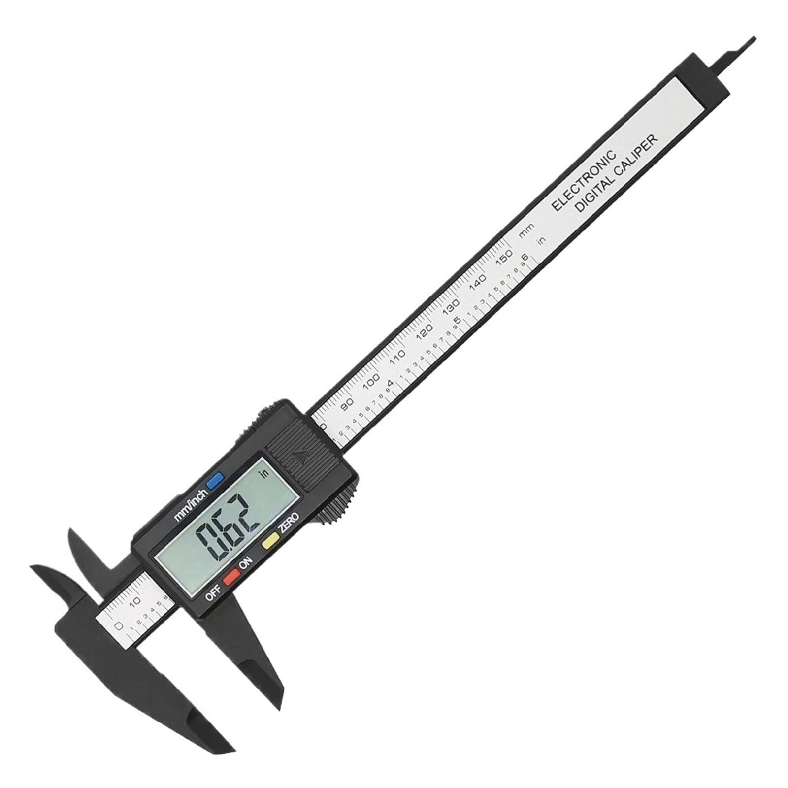 Soywim Nero Diameter Measuring Tool, 150Mm Plastic Vernier Caliper 6 Inch Lcd Screen Electronic Digital Carbon Fiber Millimeter Conversion Calipers(Nero)