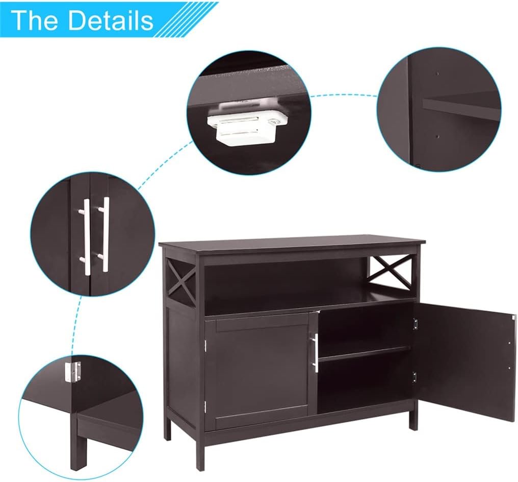 Kitchen Sideboard Antique Stackable Storage Cabinet Wooden Cupboard Server Buffet Console Table for Home Living Room