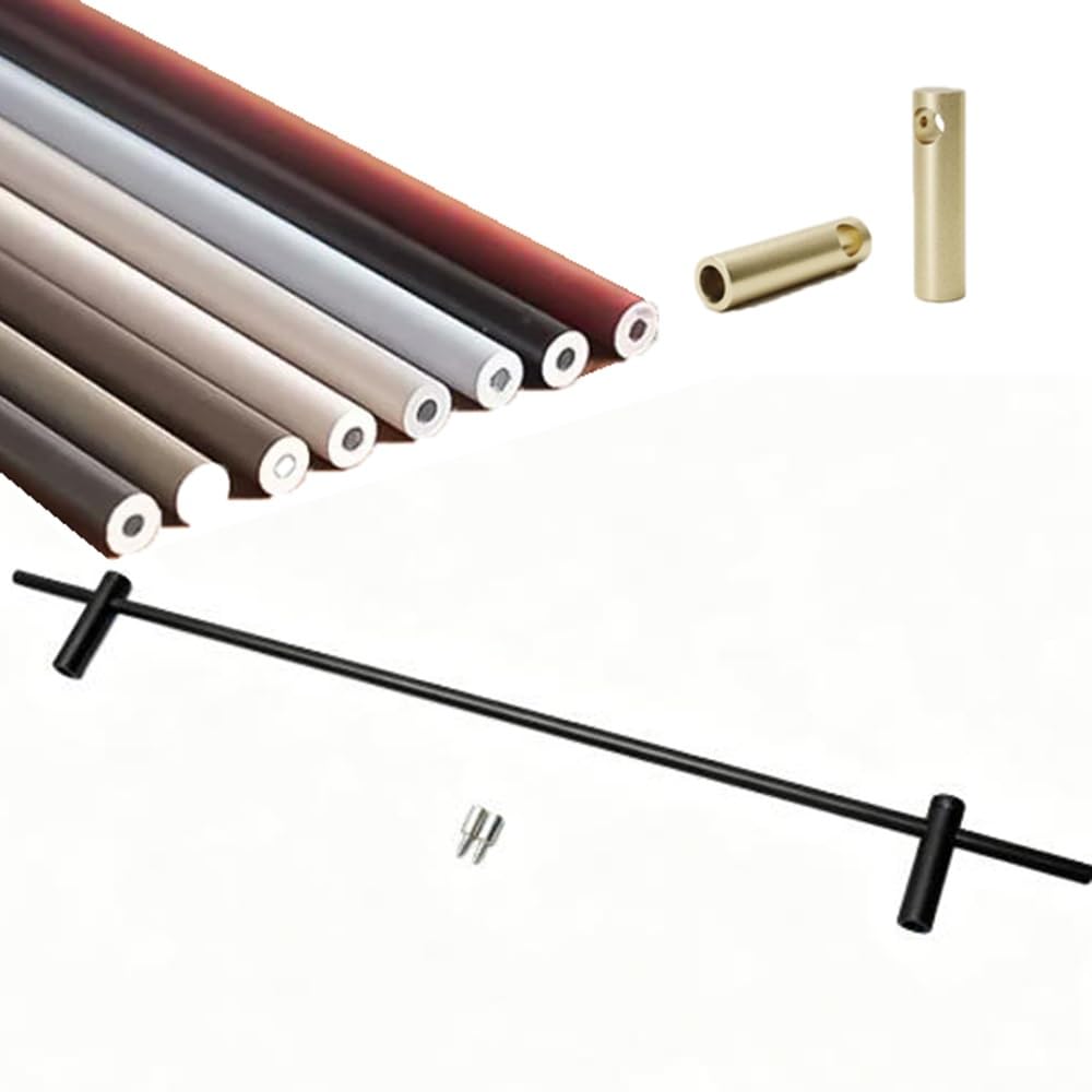 SVBVRFEEW Metal Shelf Guard Rail Decorative 8 16 24 32 40 48 In Shelf Tipping Guardrail Bar Aluminum Round Tube Wood Shelves Fence Gallery Rail For Shelves(Black,110cm/43.3in)