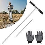 Bodenprobe-Sonde 81-122 cm Extra Lang mit Handschuhe 3 Stangen Einstellbar Bodensonde Scharfe Spitze Tragbar Bodentest Kit Bodenmess Kit für Eine Vielzahl von Bodenbedingungen