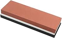 Pedra de Amolar Dupla Face para Facas, Grãos 400/1000, com Base Antiderrapante (Vermelho e Branco)