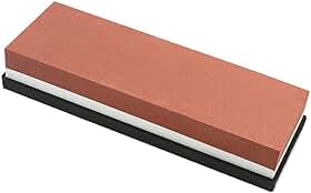 Pedra de Amolar Dupla Face para Facas, Grãos 400/1000, com Base Antiderrapante (Vermelho e Branco)