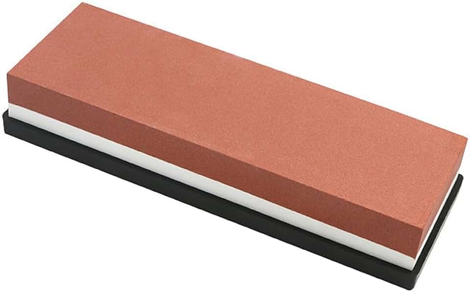 Pedra de Amolar Dupla Face para Facas, Grãos 400/1000, com Base Antiderrapante (Vermelho e Branco)