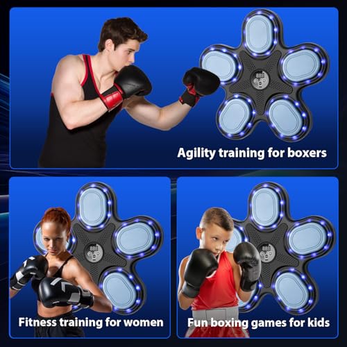 Smart Music Boxing Machine for Adults and Kids, Training Machine with LED Electronic Wall Mounted, Home Indoor Workout Equipment with Premium Boxing Gloves - Image 6