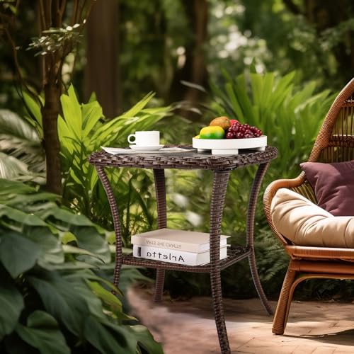 Patio Novagarden SF23370A Outdoor Side Table Patio Wicker Coffee Table Outdoor End Table Rattan Bistro Table thumb #4