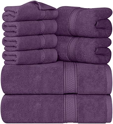 Utopia Towels 8-Piece Premium Towel Set, 2 Bath Towels, 2 Hand Towels, and 4 Wash Cloths, 600 GSM 100% Ring Spun Cotton Highly Absorbent Towels for Bathroom, Gym, Hotel, and Spa (Burgundy)
