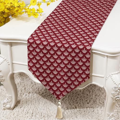 Image of COZY FURNISH Floral Printed Microfiber Cotton Table Runner for 6 Seater Dining Table & Runner with Tassels - 13x72 Inches Decorative Home Kitchen Table Linen