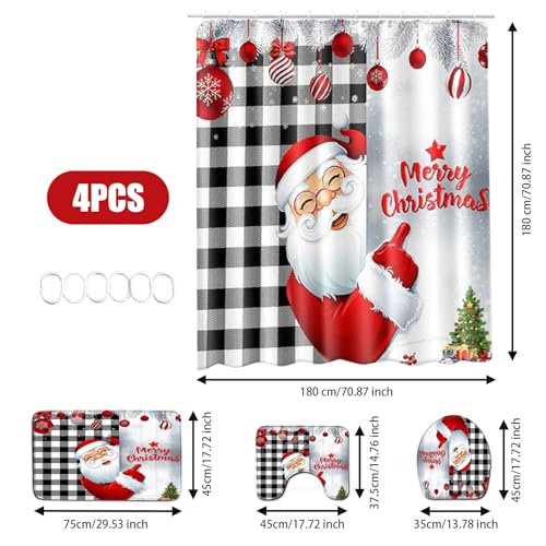 Rideau de douche Noël avec tapis de bain pour illuminer votre salle de bain