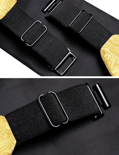 Image of Barry.Wang Men Silk Paisley Cummerbund and Pre-tied Bowtie Handkerchief Cufflink Set for Tuxedo