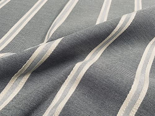 Tissu jacquard rayé aspect lin pour décoration d'intérieur, rideau, tapisserie, tissus ameublement, 140 cm de large (vendu au mètre) (anthracite)