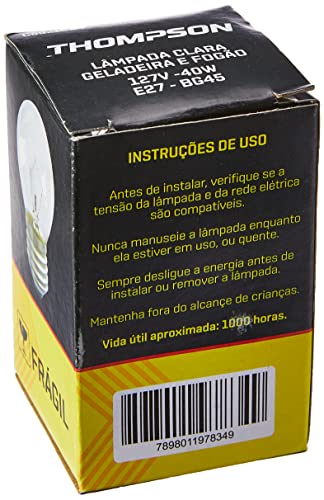 Lampada Gelad/Fogao E-27 40W 127V Transp - Thompson