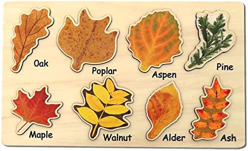 Leaf Wooden Jigsaw Puzzles Educational Learning Stem Toys Boys Girls Birthday Gift Colorful Shape