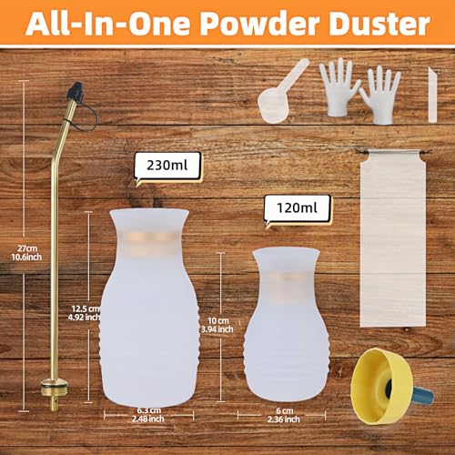 Image of Diatomaceous Earth Duster, 230ml Large, Powder Duster Kit with Long Copper Tube & Folding Funnel, Indoor Outdoor Silicone Sprayer Heavy Duty Bulb Applicator for Home and Garden(White)