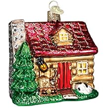 Old World Christmas Lake Cabin Glass Blown Ornament for Christmas Tree, Handcrafted Holiday Decoration, Cottage Collection