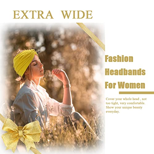 Yonuf Wide Headbands For Women Extra Large Headband Twisted Knot Head Bands For Women's Hair Band Turban Accessories 6 Pack #TOP2