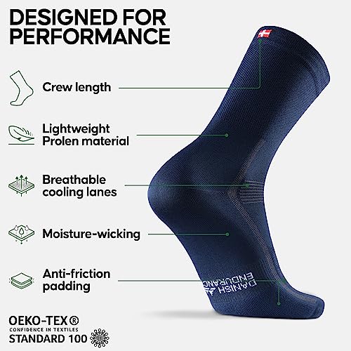 Danish Endurance 3 Pack Cycling Socks, Breathable Crew Bike Socks, Men & Women, Multicolor (1 X Stripes, 1 X Black, 1 X Blue), Large #TOP1