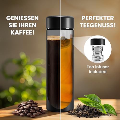 Thermobecher 500 ml von Wilford & Sons mit Teesieb und Fruchteinlage