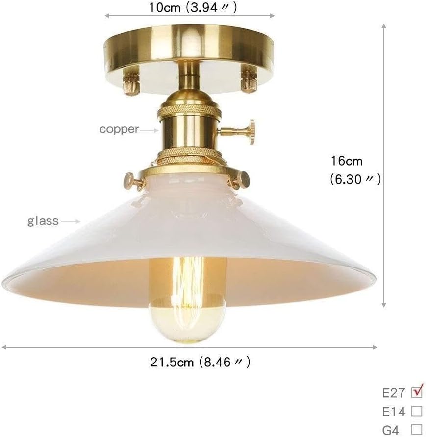 Industrial Ceiling Light Fixtures with Switch E27 Vintage Metal Copper Hanging Flush Mount Ceiling Lamp Industrial Edison Illumination for Kitchen Bedroom Hallway Loft (Color : Clear)