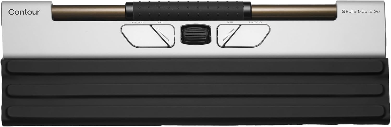 Contour Design Rollermouse Go - Portable Wireless Roller Mouse for Carpal Tunnel Relief, Compact Mouse with Bluetooth & USB, Ambidextrous 5-Button Design, Lightweight Aluminum, Mac & PC Compatible