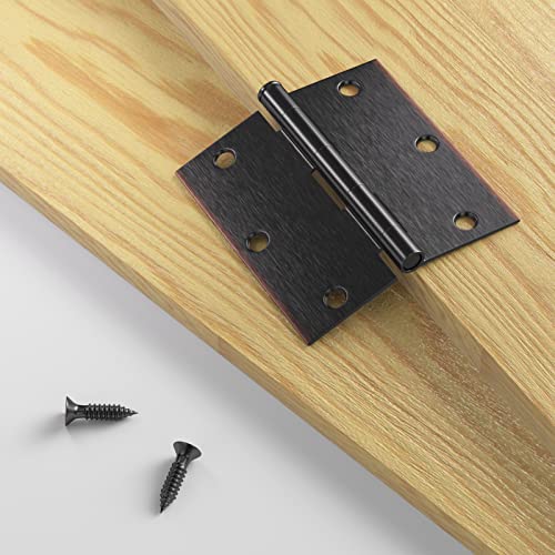 6Pack Bronze Door Hinges 3 ½"X 3 ½" With Square Corners Oil Rubbed Bronze Door Hinges Bronze Interior Door Hinges Flat Iron Steel Oil Rubbed Bronze Door Hinges #TOP3