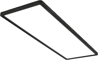 LED Panel, Ultra Slim Ceiling Light with Backlight Effect, 58x20x3 cm, 22W, 30000 lum, 4000K, LED Flush mount, Living Room, Office, Kitchen Ceiling Lights, Black