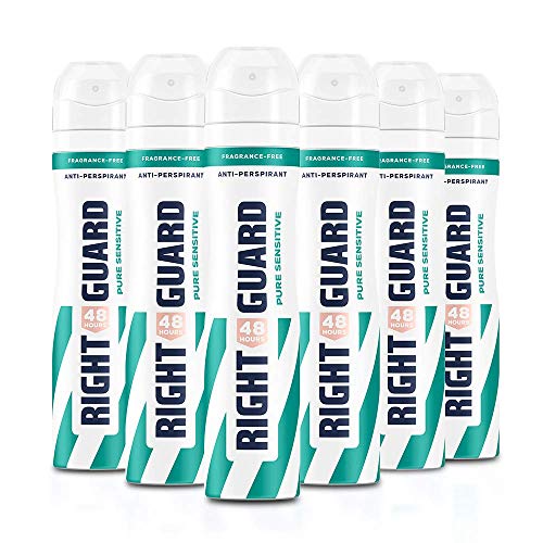 Right Guard Women Deodorant, Total Defence 5 Pure Anti-Perspirant Spray, Multipack 6 x 250 ml