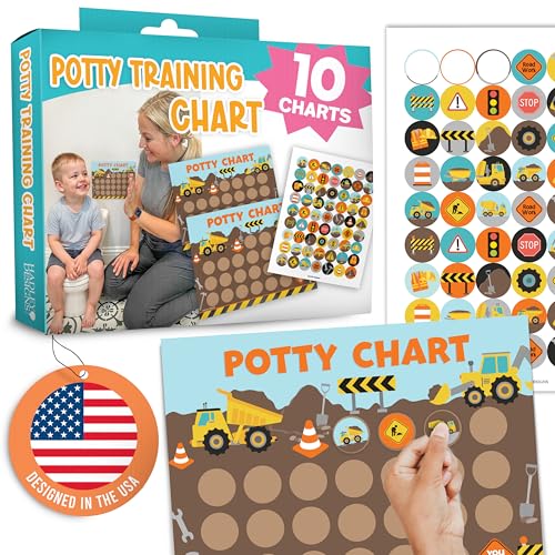 Hadley Designs Potty Training Chart for Boys with Fun Reward Stickers – 10 Potty Chart for...