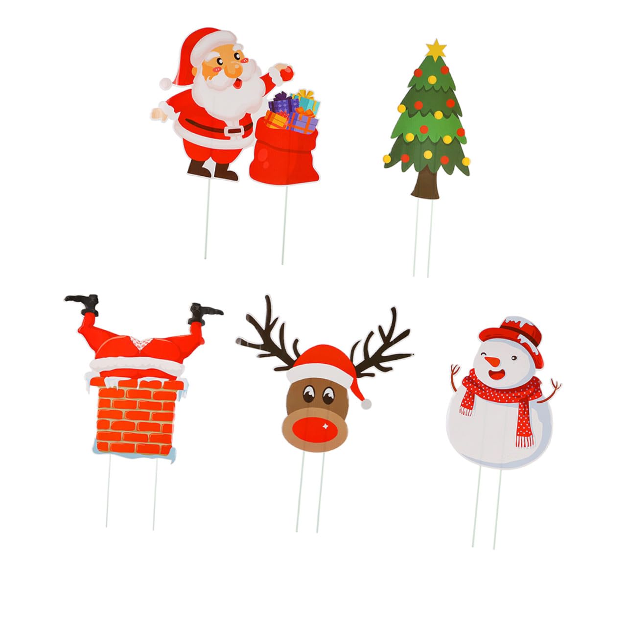 Panneaux de Jardin de Noël Toyvian en Plastique avec Piquets de Pelouse x5