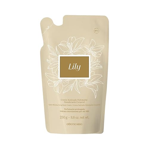 O BOTICARIO Lily Satin - Bolsa de recarga de crema corporal hidratante satinada, manteca corporal perfumada las 24 horas para secar, 8 onzas (8.82