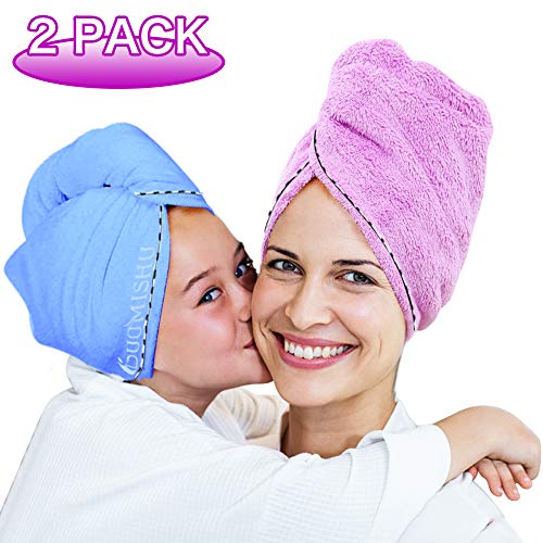 2 Pack Bigger Plus Size Hair Towel Wrap Turban Microfiber Drying Bath Shower