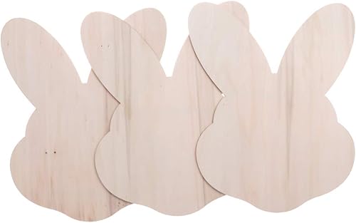 Heallily - Juego de 3 piezas de madera sin terminar rodajas de conejo con forma de cara de conejo de madera para manualidades, colgantes