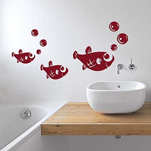 DECOR Kafe Home Decor Gloup! Gloup! Fish Wall Sticker, Wall Sticker for Bedroom, Wall Art, Wall Poster (PVC Vinyl, 60 X 30 CM)
