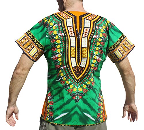 RaanPahMuang African Bright Ankara Dashiki Art Print Tie Dye Shirt with Pockets2