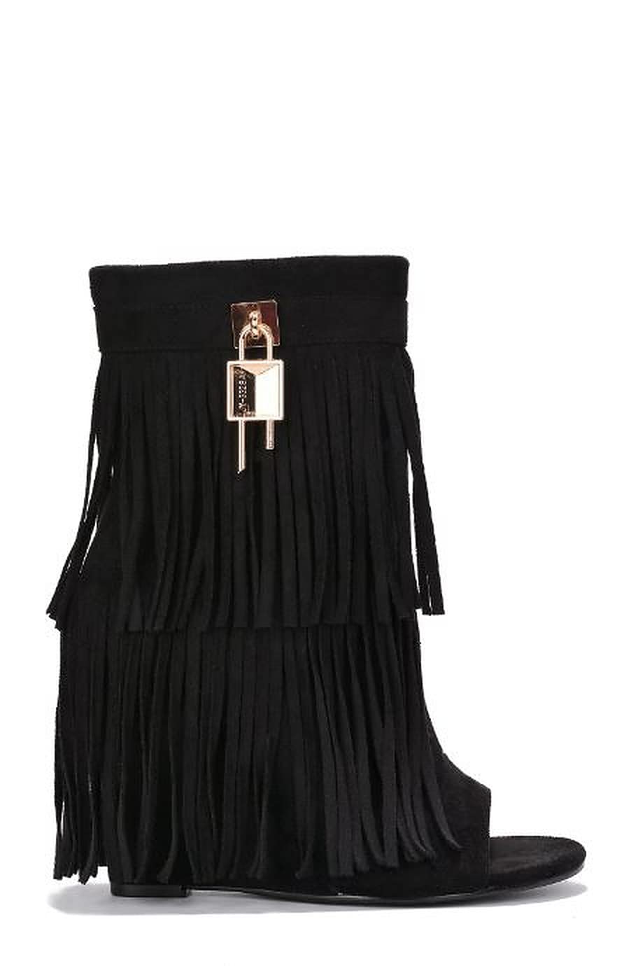 Cape Robbin Cerritos Women's Tassel Bootie Fringe Wedge Heel Ankle Boots