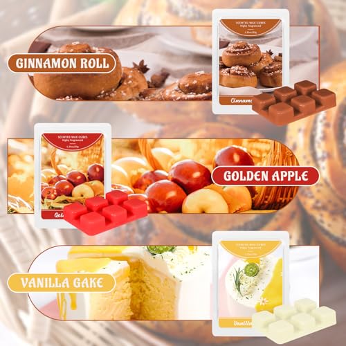 SCENTORINI Wax Melts, Fall Scented Wax Melts, 6 Pack, Cinnamon Roll, Salted Caramel Cream, Marshmallow Dreams, Sicilian Lemon, Golden Apple, Vanilla Cake - Image 3