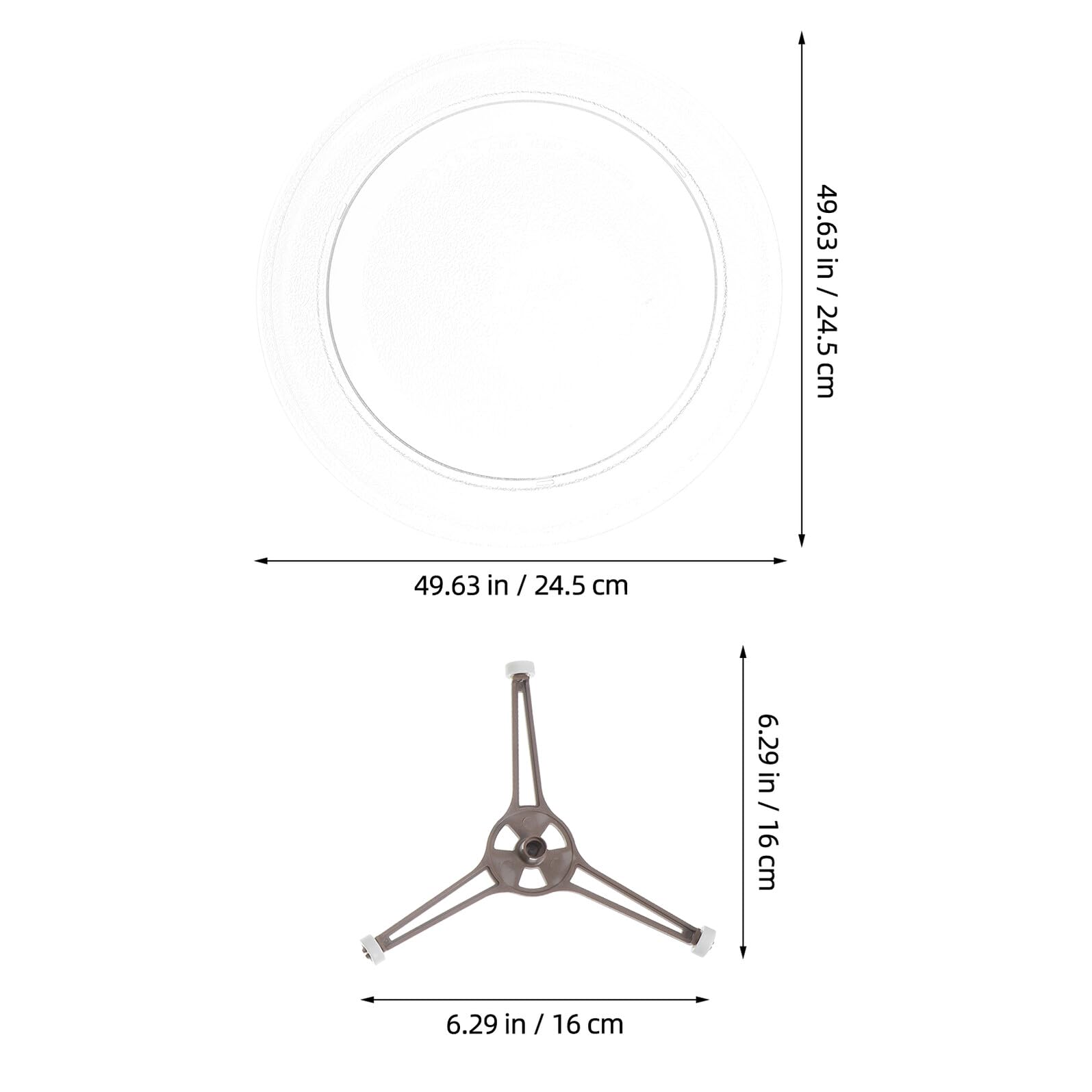 DOITOOL Plato Giratorio de Cristal para Microondas Resistente al Calor Soporte Rodillos para Rotación Silenciosa y Compatible Múltiples Modelos Bandeja de Vidrio para Cocción