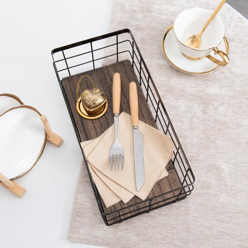 ROSE-BLOOM-Small-Metal-Wire-Storage-Basket-Decorative-Wood-Base-Organizer-Bins-for-Bathroom-Kitchen-Laundry-Room-Pantry-Basket-for-Toilet-Paper-Fruits-Spices-1-Pack ROSE BLOOM Small Metal Wire Storage Basket Decorative Wood Base Organizer Bins for Bathroom Kitchen Laundry Room Pantry Basket for Toilet Paper Fruits Spices 1 Pack