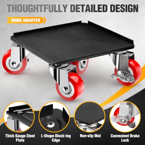 Furniture Dolly, 4 Pack 5-Wheel Furniture Movers + 2 Extra Lashing Straps by getlstub - Used condition - Image 3
