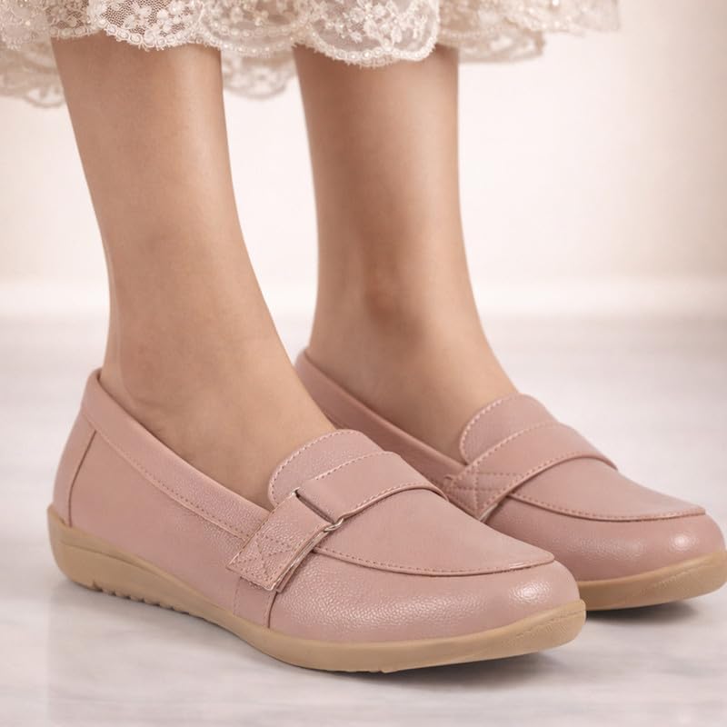 Image of FAUSTO Women's Comfortable Formal Adjustable Strap Hook and Loop Slip On Shoes|Party Shoe|Office Shoe