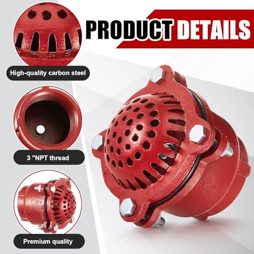 Image of MorningRo 3 Inch Cast Iron Foot Valve NPT Painted Carbon Threaded Foot Valve for Water Service Only
