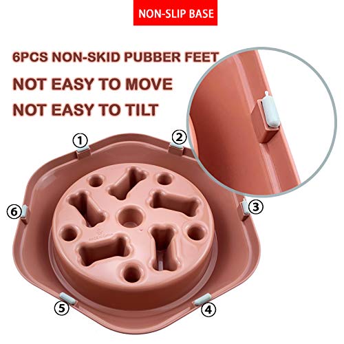 Image of Slow Pet Feeder Non Slip Bowl Durable Preventing Choking Healthy Design Bowl for Feeding Dogs & Cats (Pink, Bone)