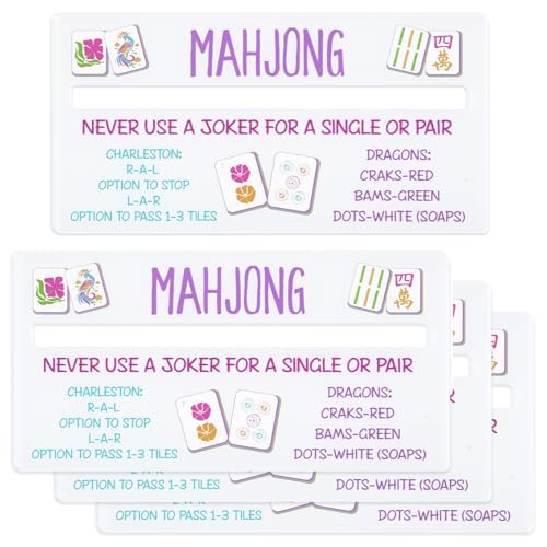 VISTARAFT Mahjong Line Finder Reader with Rules, 4 Pack Mahjong Rules Helper Reader Beginner-Friendly Accessories - White
