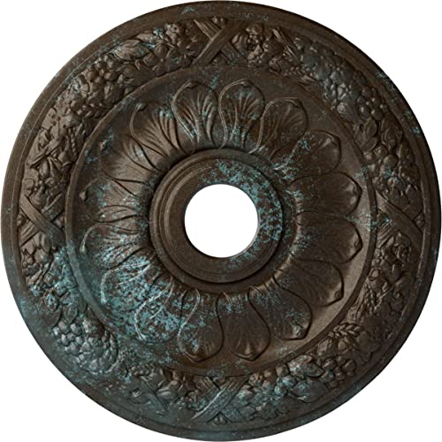 24"OD x 4"ID x 1 1/2"P Swindon Ceiling Medallion (Fits Canopies up to 6 1/8"), Hand-Painted Bronze Blue Patina