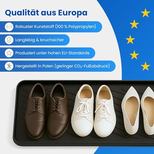 Bestlivings Schuhabtropfschale (Schwarz) Schuhablage (50x38x2,5cm) wasserdichte Schuhwanne - Aptropfunterlage für schmutzige und nasse Schuhe, Schuhmatte für Haus Garten