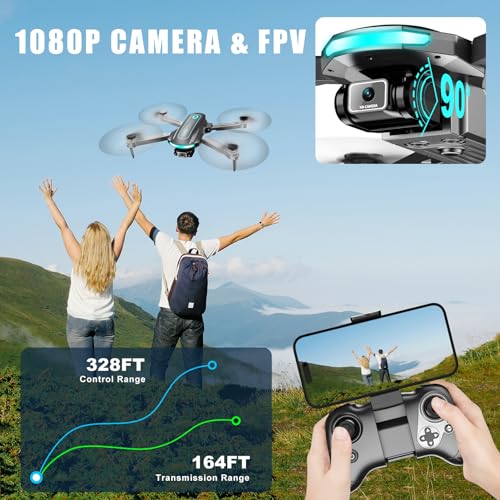 Drone with Camera, Drones for Adults and Beginners, 1080P HD FPV Foldable Mini Drones for Kids, with 2 Batteries, Carrying Case, Trajectory Flight, Gravity Control, One-Key Takeoff/Landing, 360° Flip, Toys for Gift - Image 5