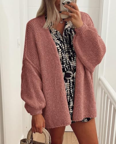 Image of PRETTYGARDEN Womens Oversized Cardigan Sweaters 2026 Fall Long Lantern Sleeve Knit Open Front Lightweight Sweater
