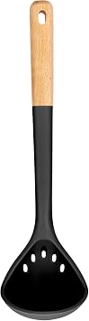 Large Silicone Ladle Spoon for Soup, Non Stick Kitchen Utensils with High Heat Resistant, BPA Free, Perfect Kitchen Tools for Cooking, Stirring,Serving Soups, 13.2inch Black