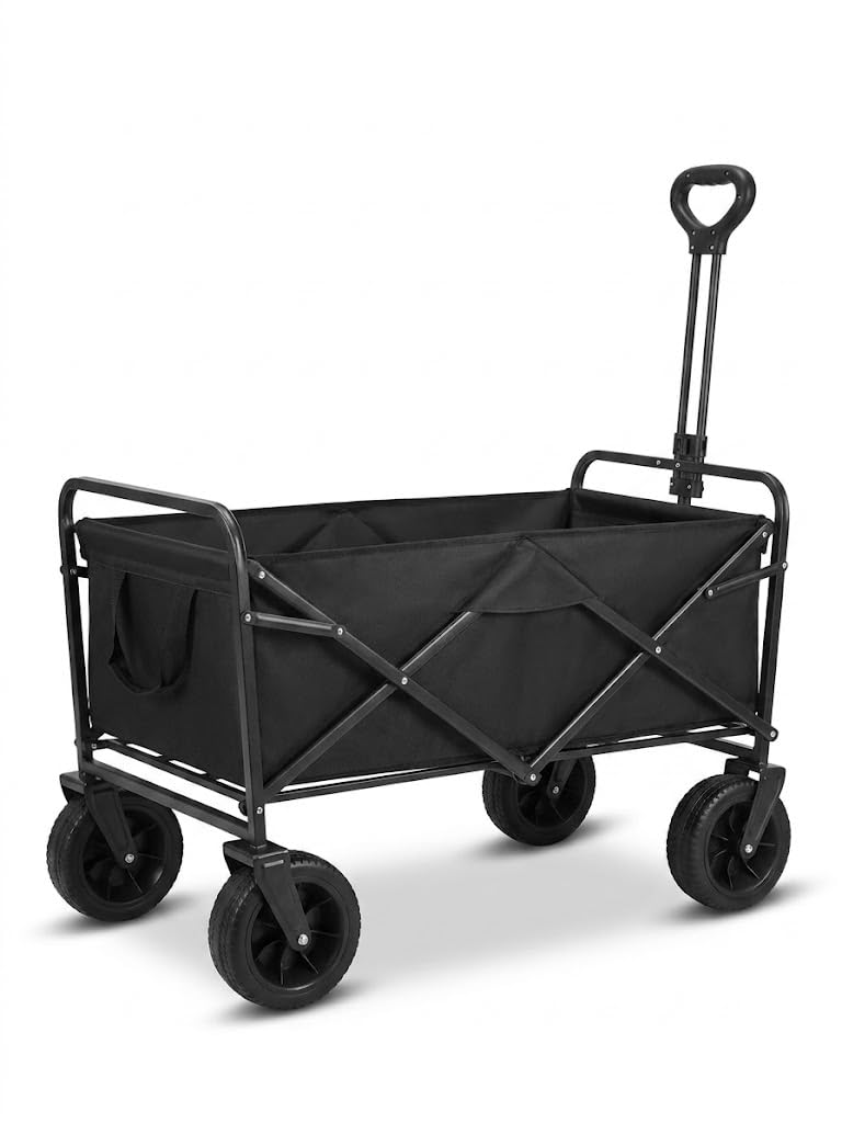 Hannah Katlanabilir El Arabası Wagon 100L | Ağır Hizmet Tekerlekli, Ergonomik Saplı, Çok Amaçlı Cepli | Kamp Plaj Alışveriş Bahçe Oxford Su Geçirmez Kumaş