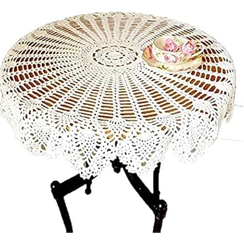 NC AMIPOS 90 cm Runde Vintage Weiß Handgemachte Häkelspitze Deckchen Häkeltischdecke Baumwolle Tischabdeckung Tischdekoration Hochzeit Home Party Dekor Cover