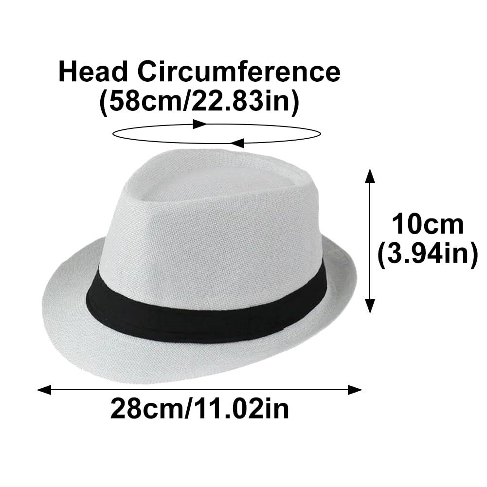 Sombreros Panamá de ala Corta, Sombreros Fedora Unisex para la Playa, Ideales para Fiestas, Disfraces y Bodas.